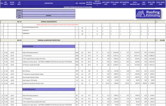 roofing estimating sample image